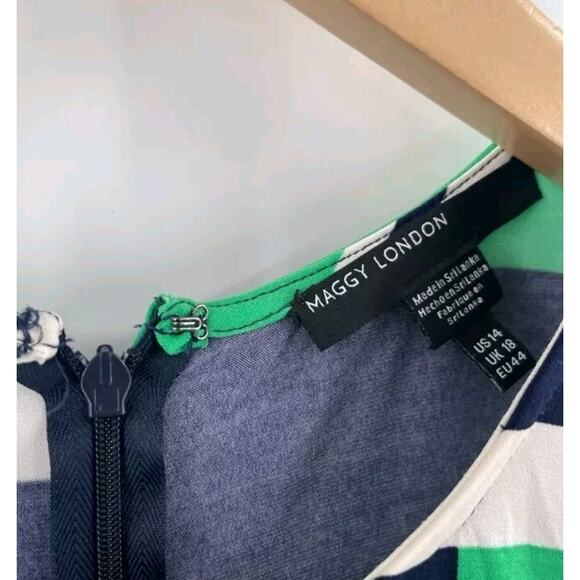 Maggy London Women’s Shift Dress Size 14 Multicolor Green Business Casual - Picture 4 of 8